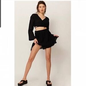 FREE PEOPLE Here She Is Crop Skirt Set Black